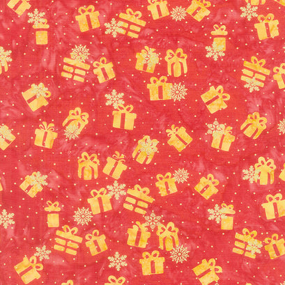All Is Bright Batiks - Presents Red Cherry Metallic Yardage