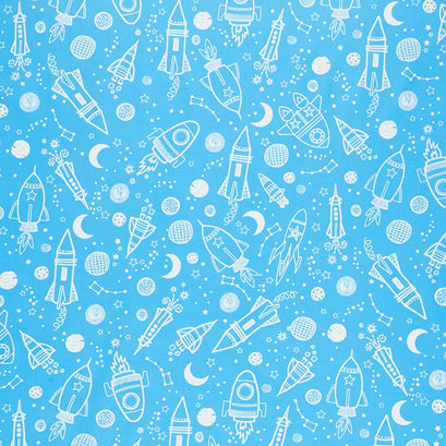 All Systems Glow - Outer Space Glow Sky Blue Glow in the Dark Yardage
