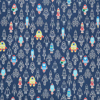 All Systems Glow - Rocket Launch Navy Glow in the Dark Yardage