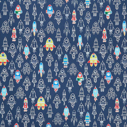 All Systems Glow - Rocket Launch Navy Glow in the Dark Yardage