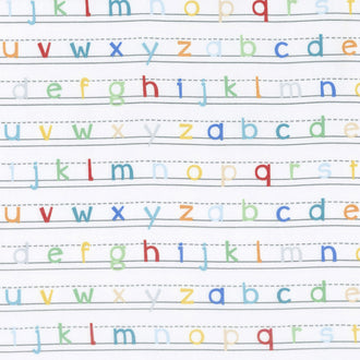 Alphabet Soup Flannel - Printing Stripe White Yardage