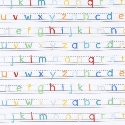 Alphabet Soup Flannel - Printing Stripe White Yardage