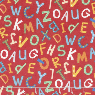 Alphabet Soup Flannel - Tossed Uppercase Red Multi Yardage