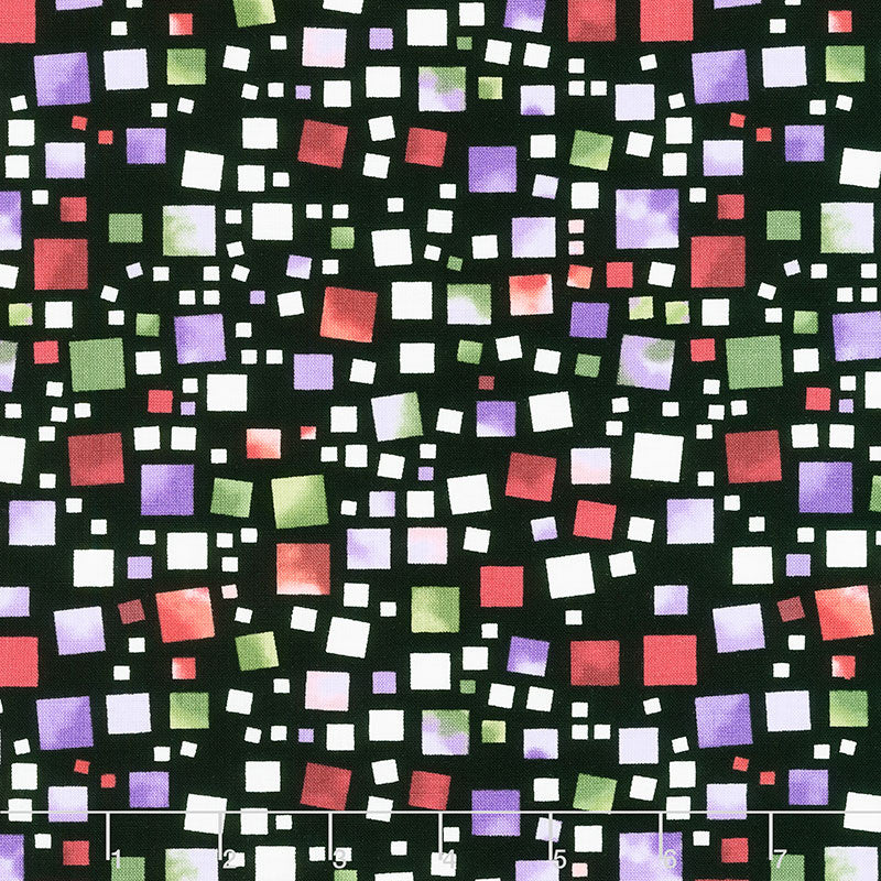 Amazing Poppies - Multi Squares Black Yardage Primary Image