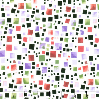 Amazing Poppies - Multi Squares White Yardage