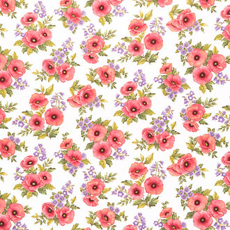 Amazing Poppies - Panache Bouquet White Metallic Yardage