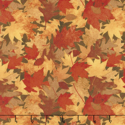 Amber Reflections - Packed Leaves Brown Yardage