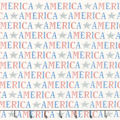 America the Beautiful - American Type Distressed White Yardage