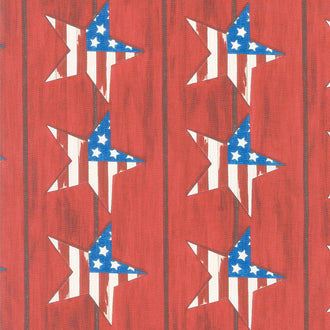 America the Beautiful - Large Stars Barnwood Red Yardage