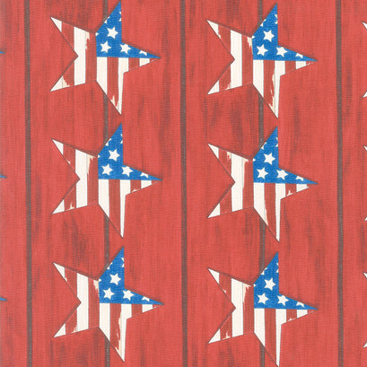 America the Beautiful - Large Stars Barnwood Red Yardage