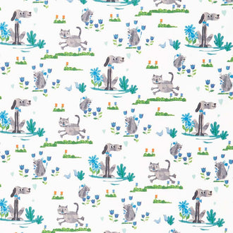 Animal Magic - Dogs & Cats Gray Yardage