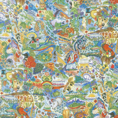 Animal Spirits - Animals Multi Blue Digitally Printed Yardage