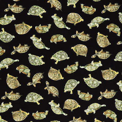 Animals - Realistic Box Turtles Black Yardage