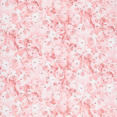Animals - Tossed Painted Pigs Pink Yardage