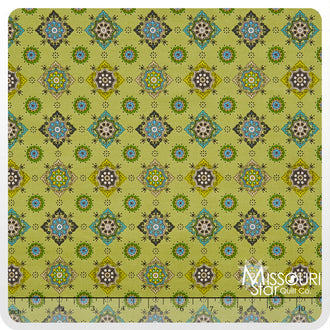 Ansonia Blue & Green - Medallion Mossy Yardage
