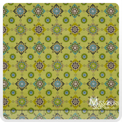 Ansonia Blue & Green - Medallion Mossy Yardage