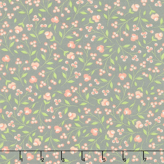 Apricot & Ash - Rosebuds Ash Yardage