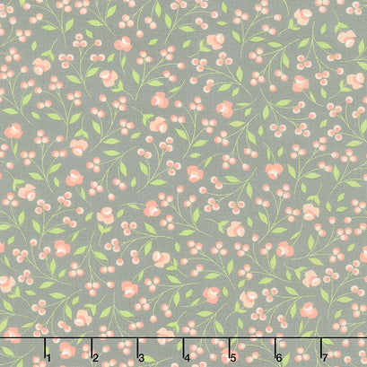 Apricot & Ash - Rosebuds Ash Yardage