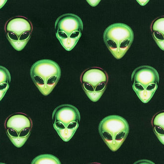Area 51 - Alien Heads Onyx Yardage