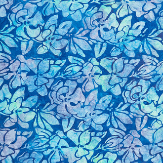 Artisan Batiks - Garden Style Flowers Peacock Yardage