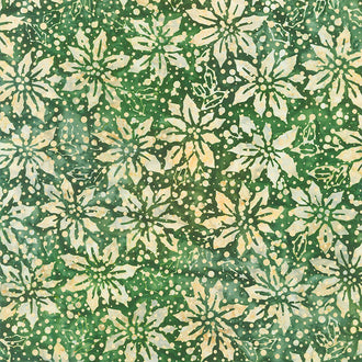 Artisan Batiks Holiday Moments - Flowers Green Metallic Yardage
