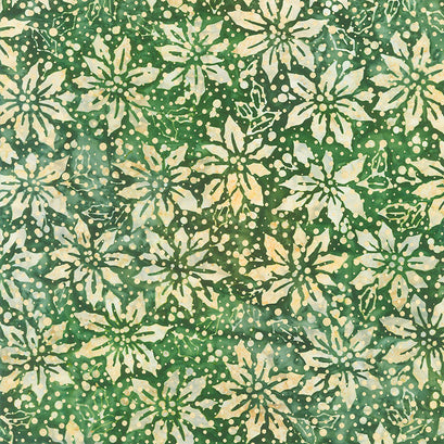Artisan Batiks Holiday Moments - Flowers Green Metallic Yardage