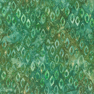 Artisan Batiks Holiday Moments - Ornaments Green Metallic Yardage