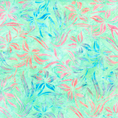 Artisan Batiks Hummingbird Lane - Flowers Mint Yardage