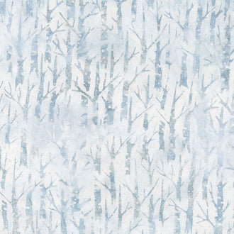 Artisan Batiks Magical Winter - Tree Trunks Dusty Blue Metallic Yardage