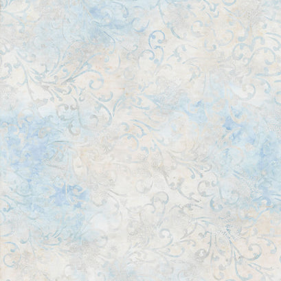 Artisan Batiks - Twilight Snowfall Swirls Snowflakes Dawn Metallic Yardage