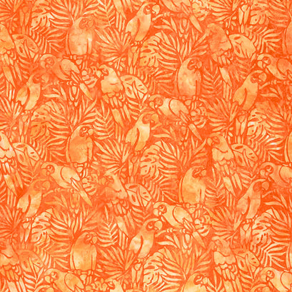 Artisan Batiks Welcome to Paradise - Tropical Birds Orange Yardage