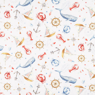 At the Helm - Nautical Icons Toss Light Gray Yardage