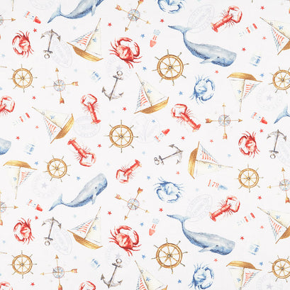 At the Helm - Nautical Icons Toss Light Gray Yardage