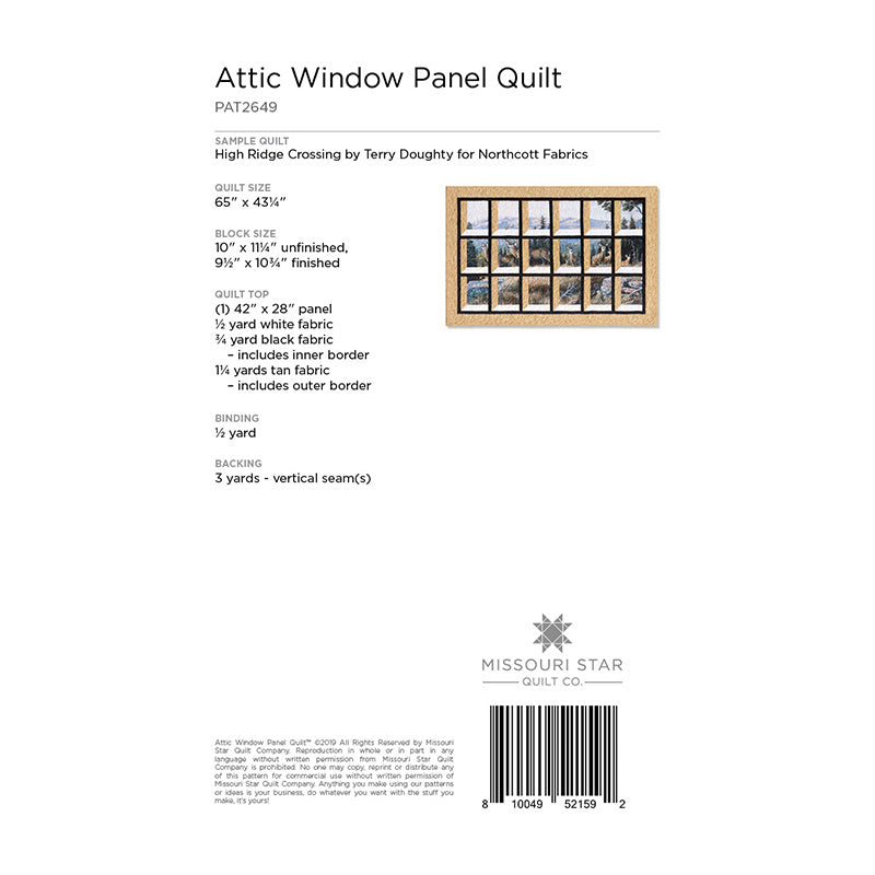 Attic Window Panel Quilt Pattern by Missouri Star Alternative View #1