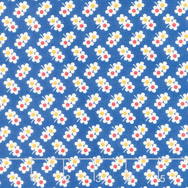 Aunt Grace Simply Charming - Double Flowers Navy Yardage