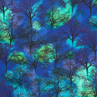 Aurora - Northern Lights Trees Cobalt Yardage