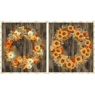 Autumn Beauties - Wreath Autumn Metallic Panel