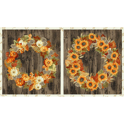 Autumn Beauties - Wreath Autumn Metallic Panel