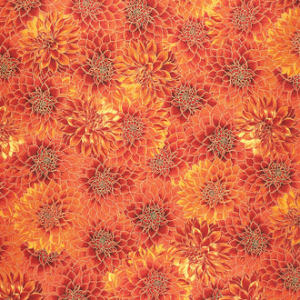 Autumn Bouquet - Dahlia Flame Metallic Yardage