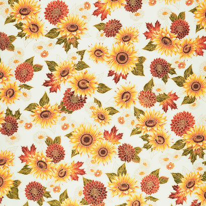Autumn Bouquet - Flowers Sunflower Metallic Yardage