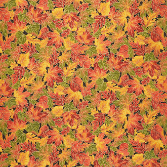 Autumn Bouquet - Leaves Packed Autumn Metallic Yardage