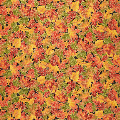 Autumn Bouquet - Leaves Packed Autumn Metallic Yardage
