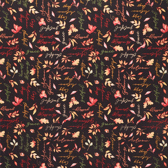 Autumn Day - Words Allover Black Yardage