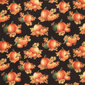Autumn Elegance - Pumpkins Black Metallic Yardage