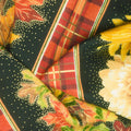 Autumn Leaves - Mums and Leaves 11" Stripe Black Metallic Yardage
