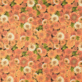 Autumn Leaves - Packed Autumn Harvest Flowers Orange Metallic Yardage