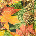 Autumn Leaves - Traditional Harvest Florals Black Metallic Yardage