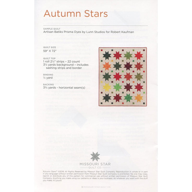 Autumn Stars Quilt Pattern by Missouri Star