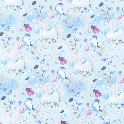 Awakenings - Birds and Branches Blue Yardage