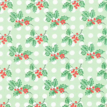 Holly Jolly - Holly Dot Mint Yardage